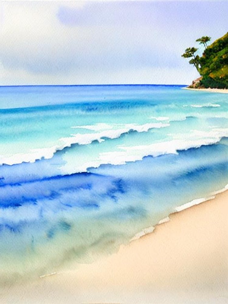 Galley Bay Beach, Antigua Watercolour