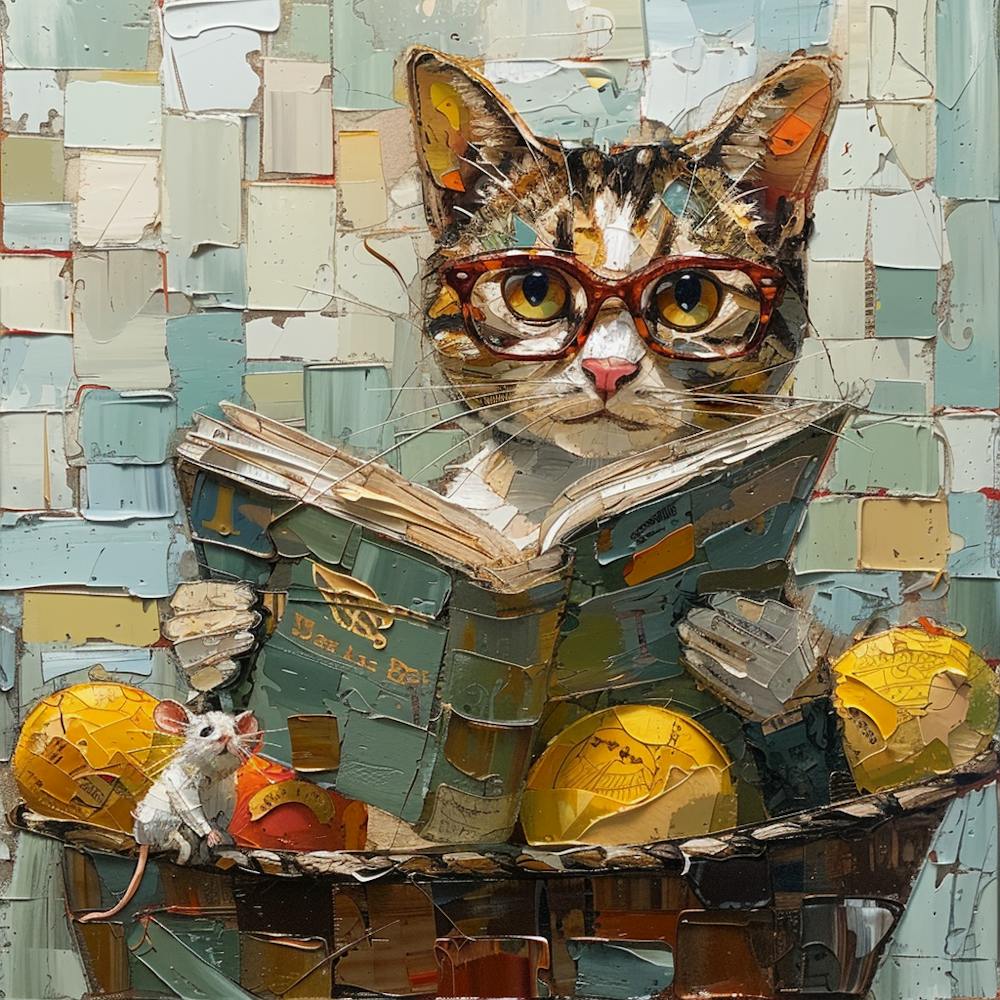 Cat Reading A Book