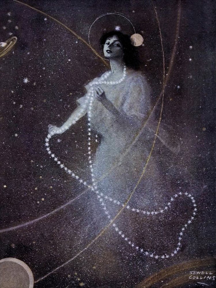 A New Constellation, circa 1910. Painted by Sewell Collins. Magazine Cover. in HD Remastered