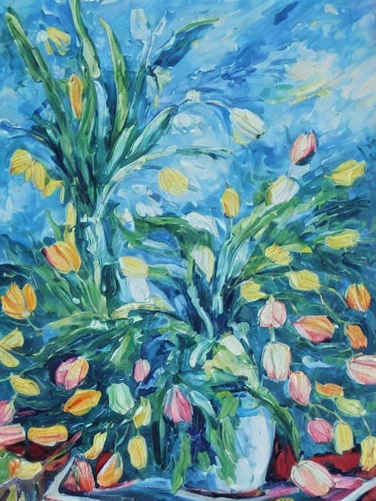 Tulip Floral Print Bright Painting Flower