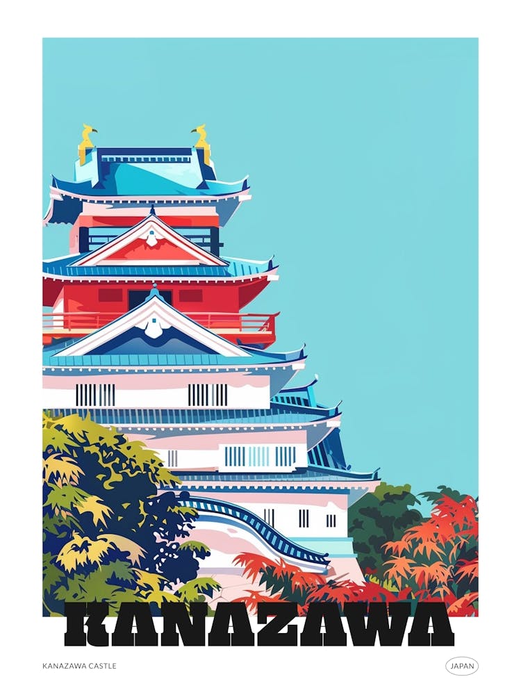 Kanazawa Castle Japan 2 Colourful Illustration Poster