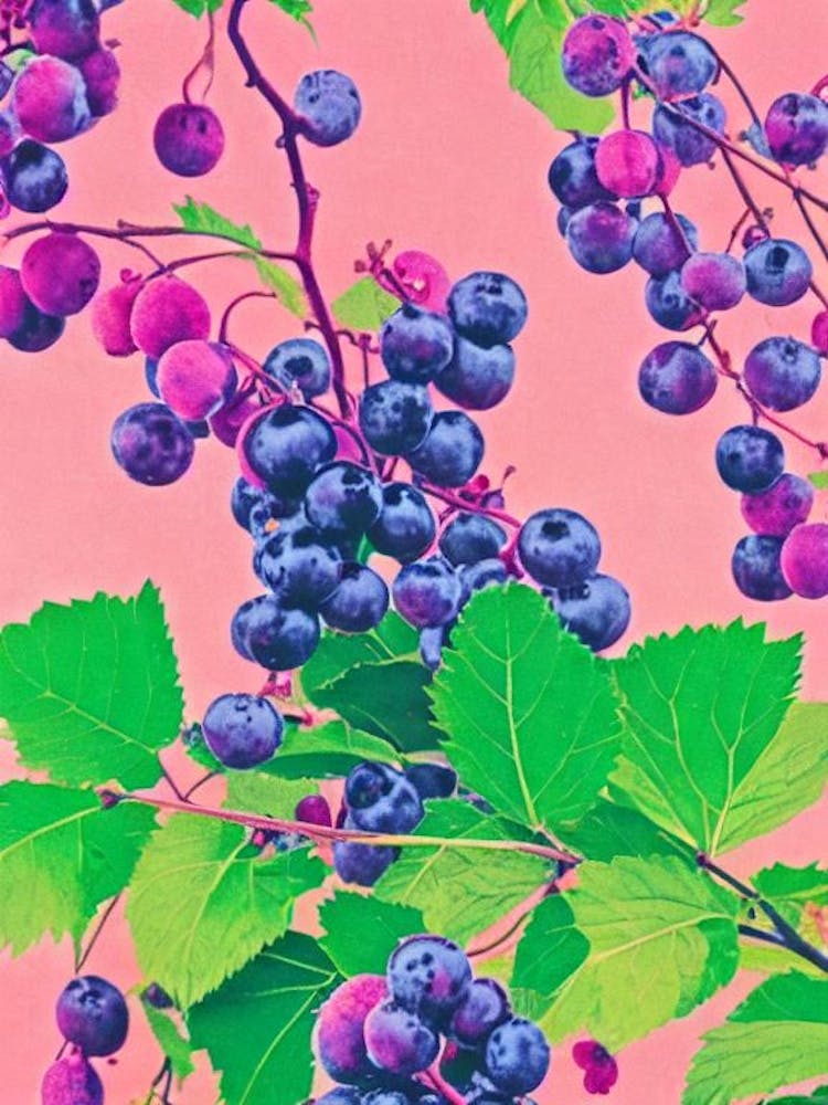 Boysenberry 1 Risograph Retro Poster Fruit