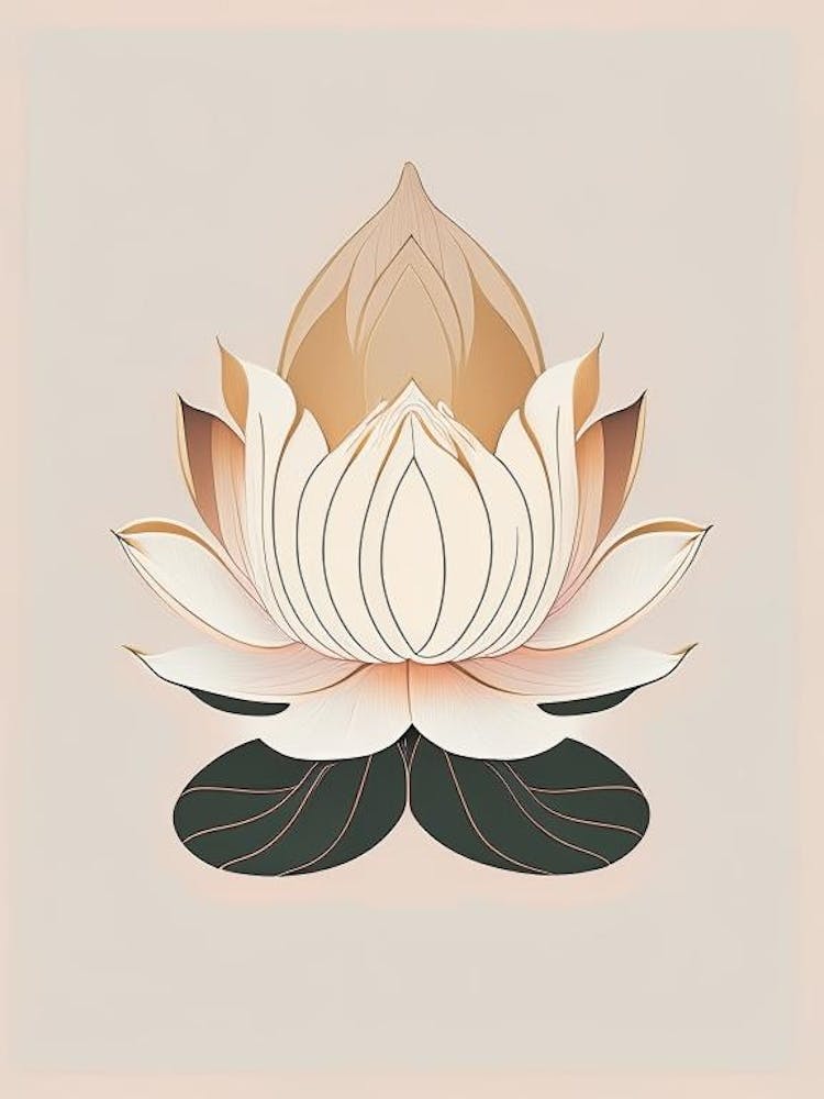 Blooming Lotus Flower In Lake Retro Minimal 3