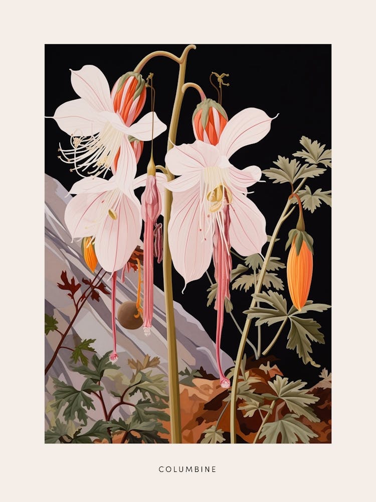 Flower Illustration Columbine 2 Poster