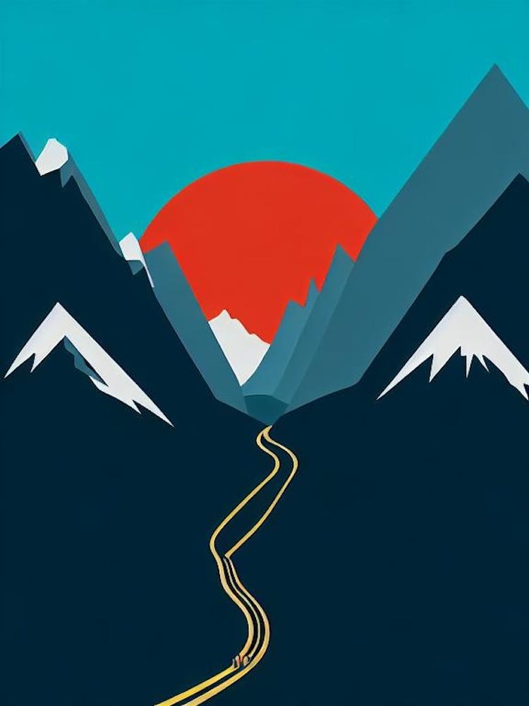 Zermatt, Switzerland Modern Illustration Skiing Poster