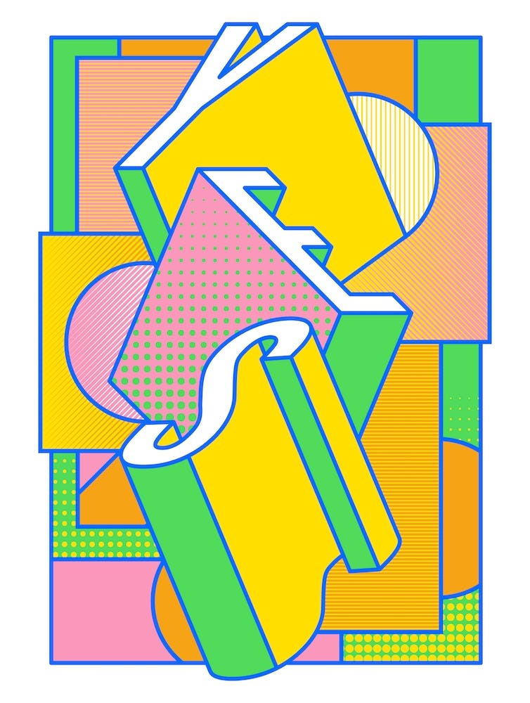 Yes typography in bold neon colours