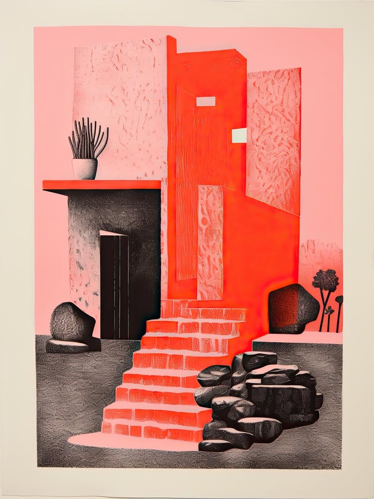 A House In Cape Town, Abstract Risograph Style 3