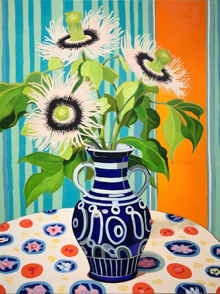 Flowers In A Vase Still Life Painting Passionflower 3