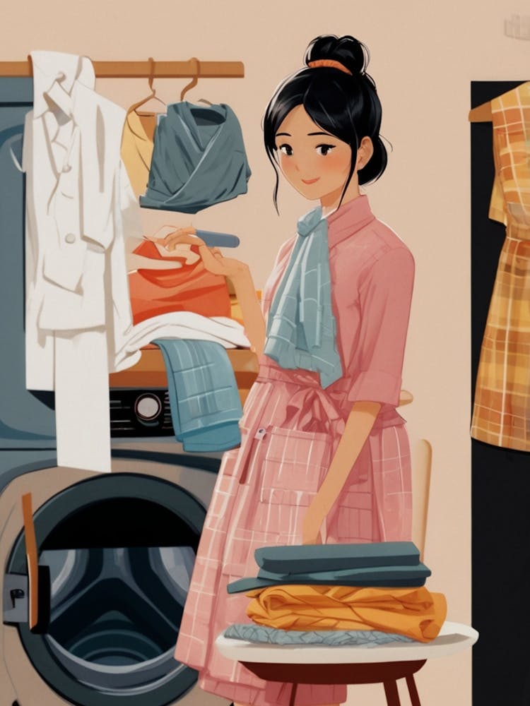 Illustration Of A Woman Doing Laundry 7