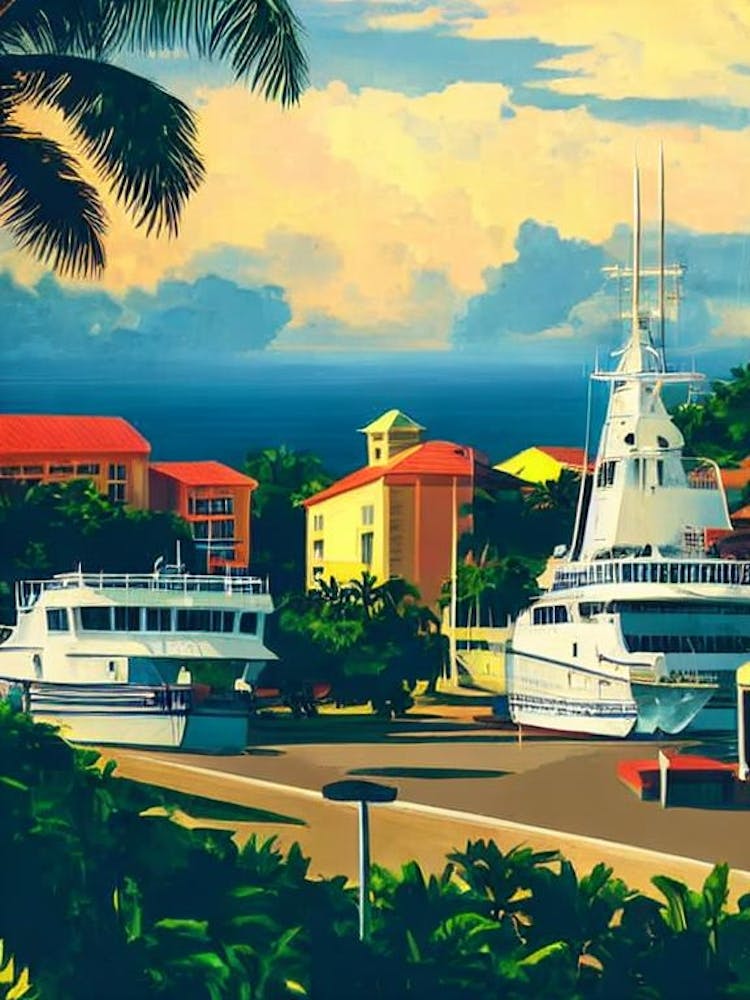 Port Of Bridgetown Barbados Vintage Poster harbour
