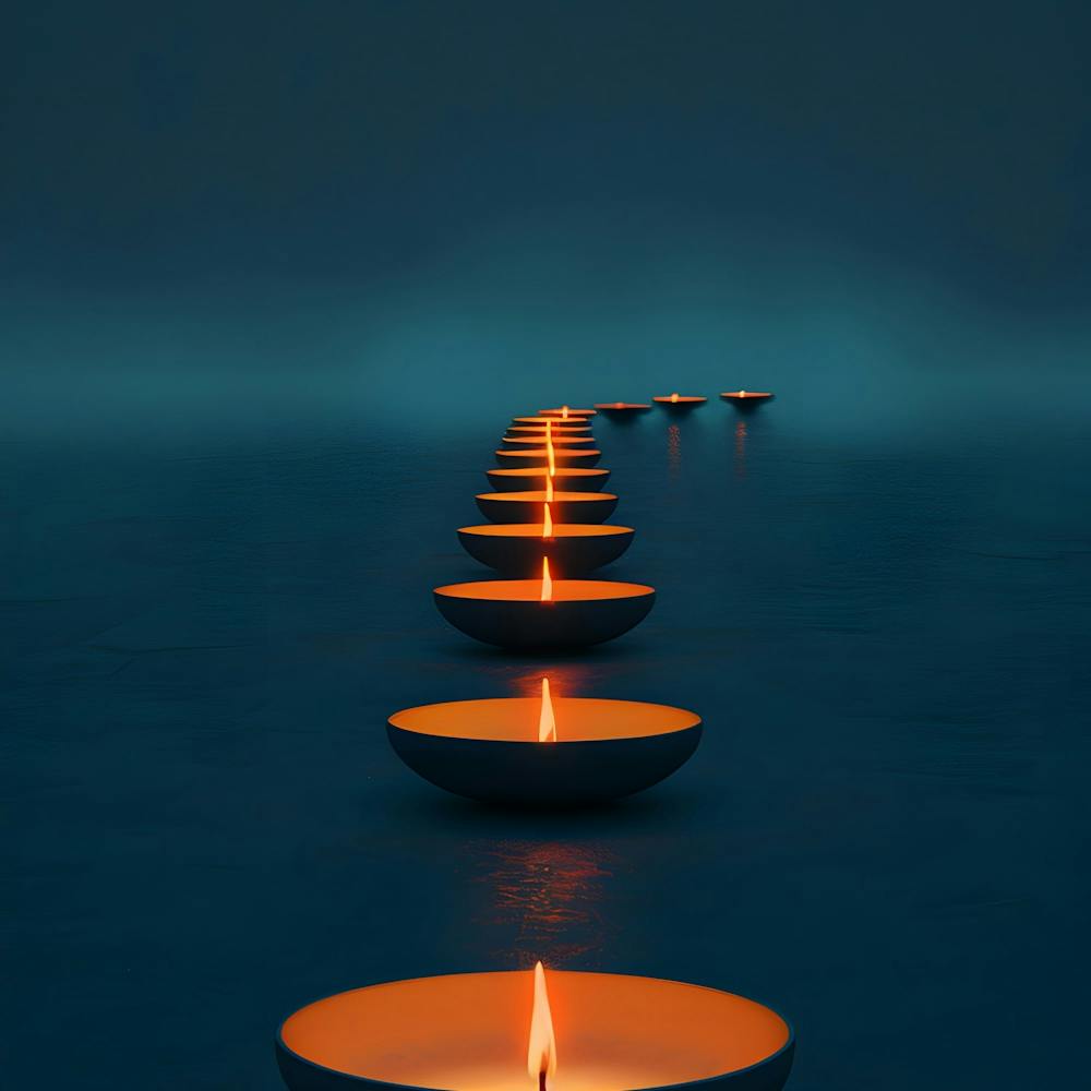 Lit Candles In The Water