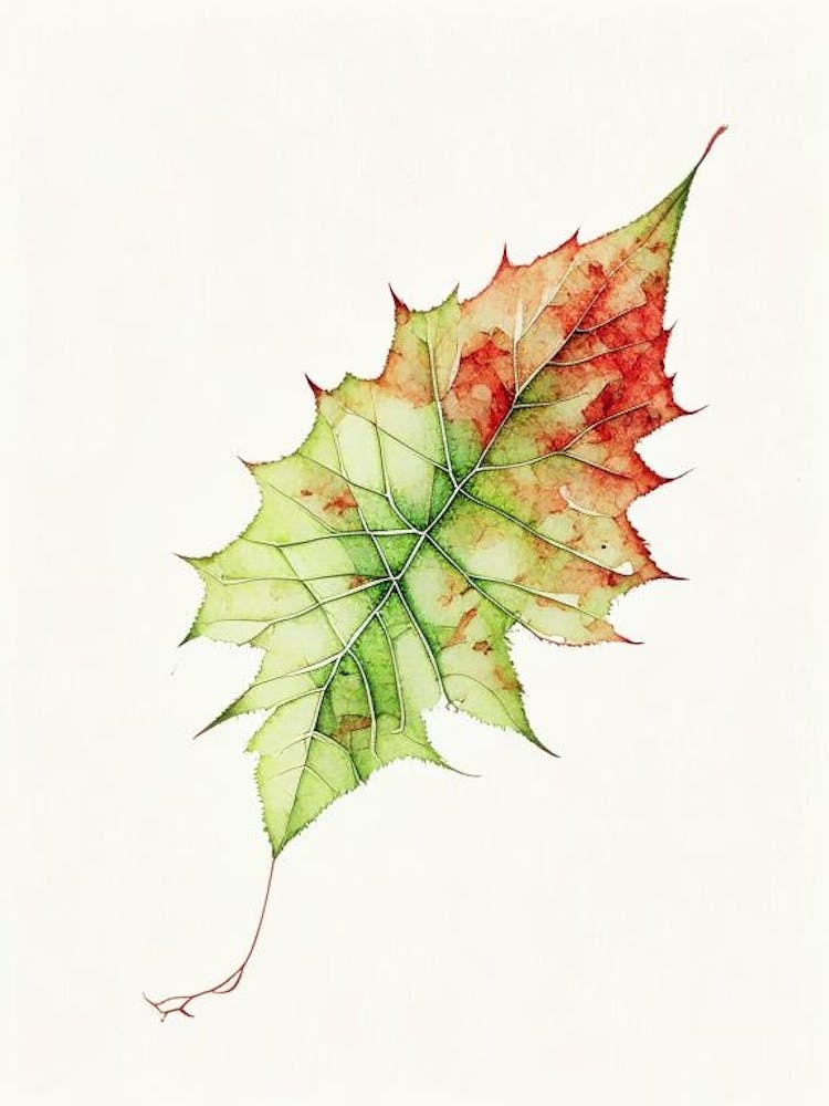 Virginia Creeper Leaf Minimalist Watercolour 2