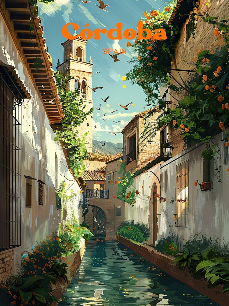 Cordoba Spain Summer Art Illustration