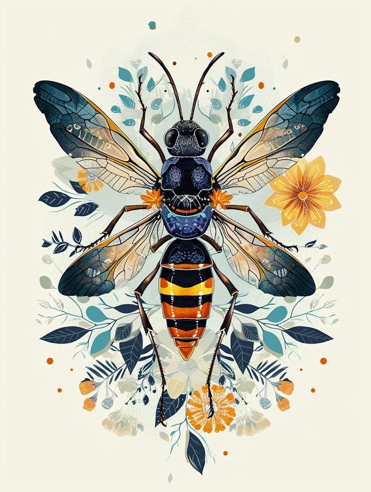 Colourful Insect Illustration Yellowjacket 5