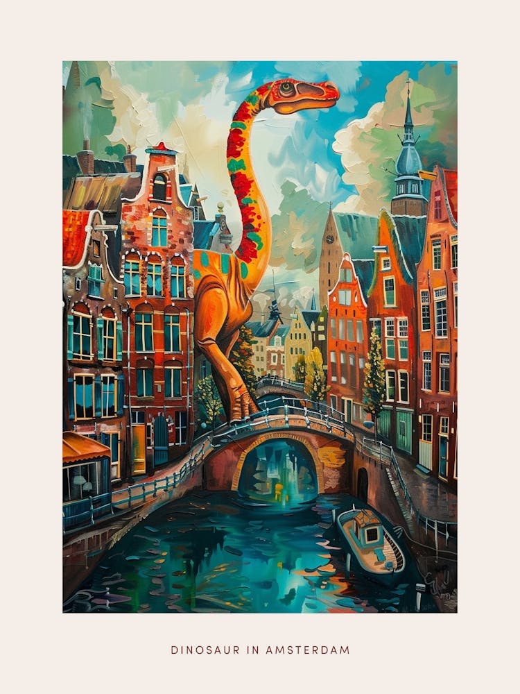 Dinosaur In The Canals Of Amsterdam 3 Poster