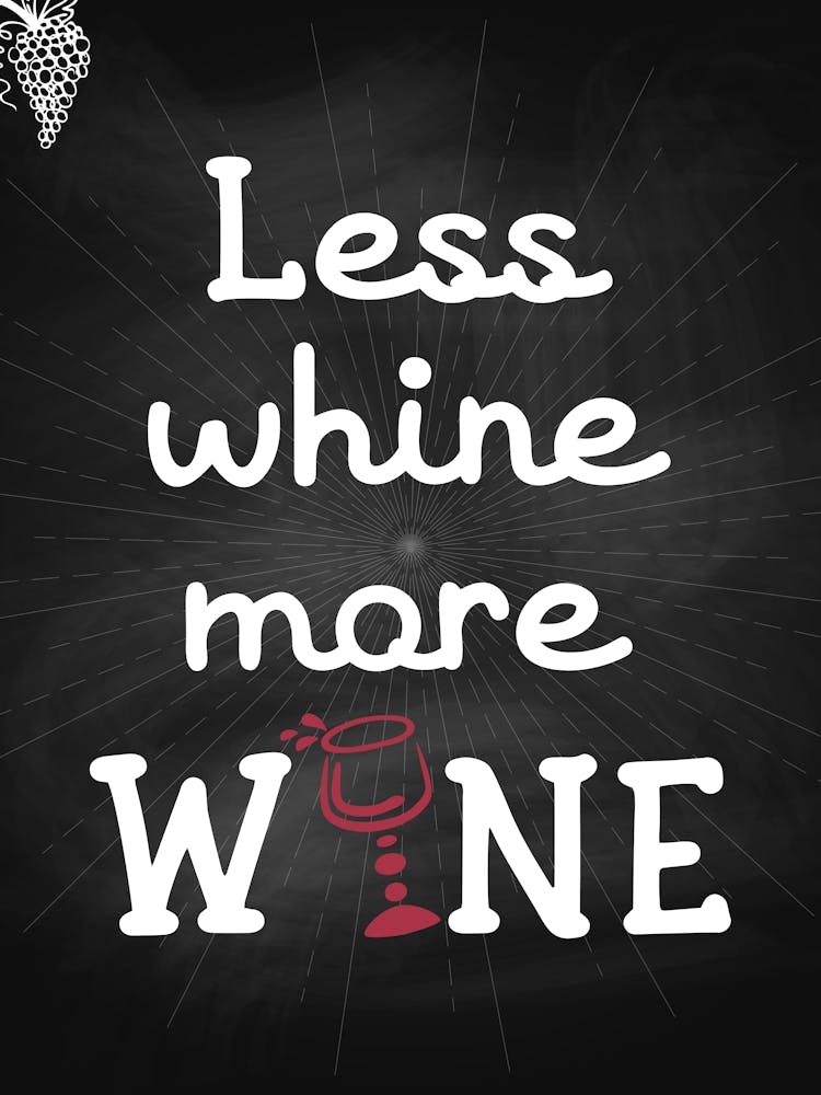 Less Wine More Wine — wine poster, kitchen poster, wine print