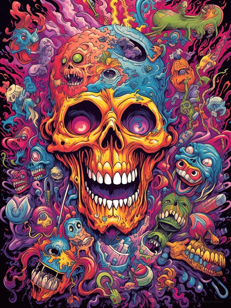 Skull With Monsters
