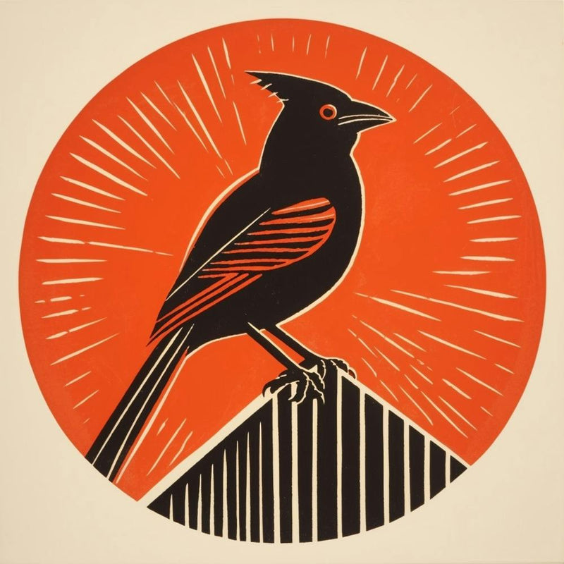 Retro Vogellithografie Northern Cardinal 2