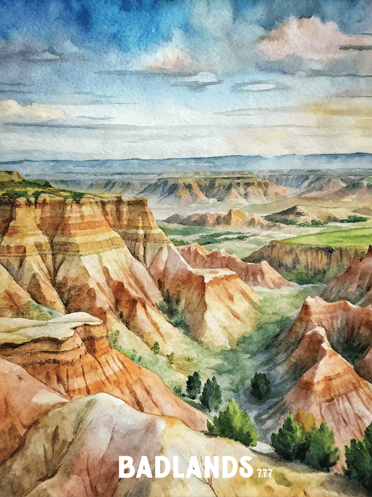 Badlands National Park Watercolor Painting