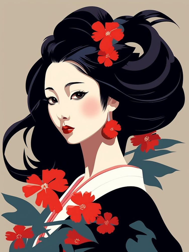 Geisha Japanese Style Illustration 12