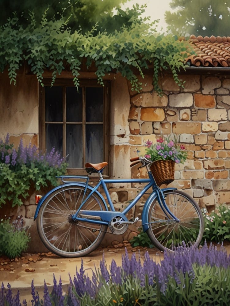 Vélo Bleu Dans La Lavande