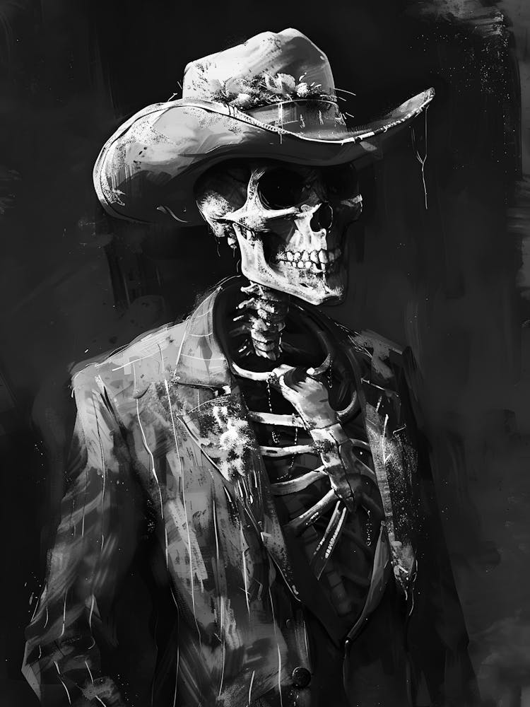 Skeleton In Cowboy Hat