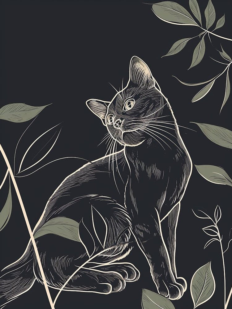 Australian Mist Cat Minimalist Illustration 1