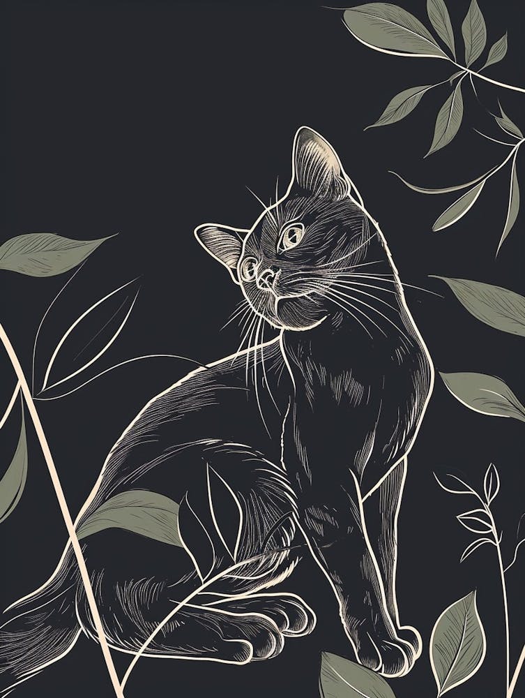 Australian Mist Cat Minimalist Illustration 1