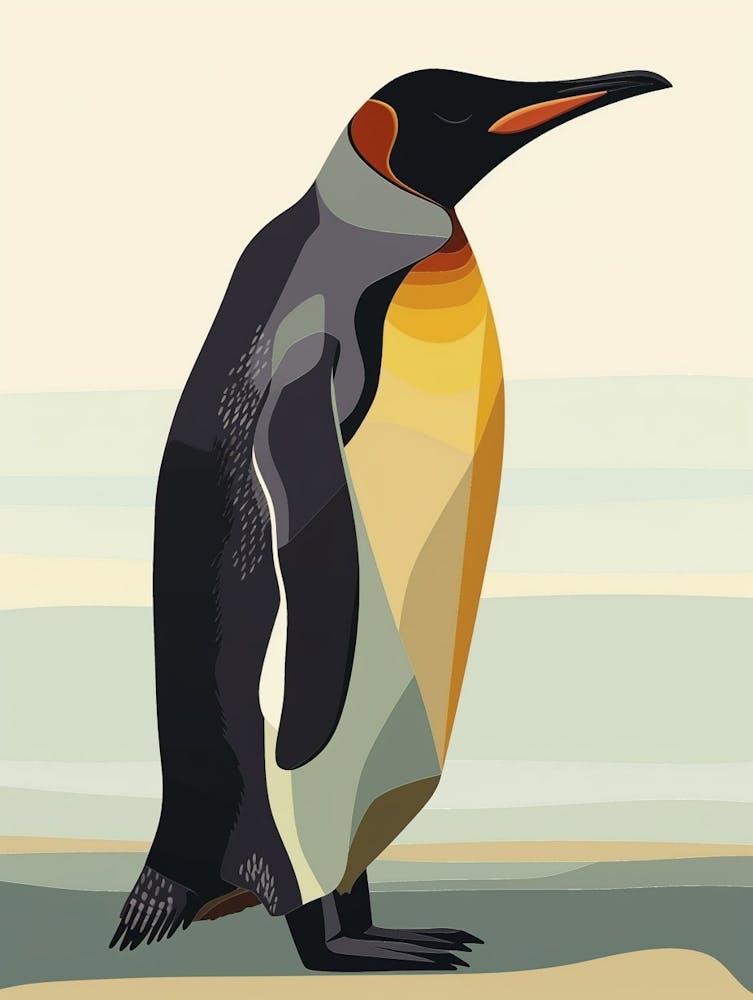 King Penguin Gold Harbour Minimalist Illustration 4