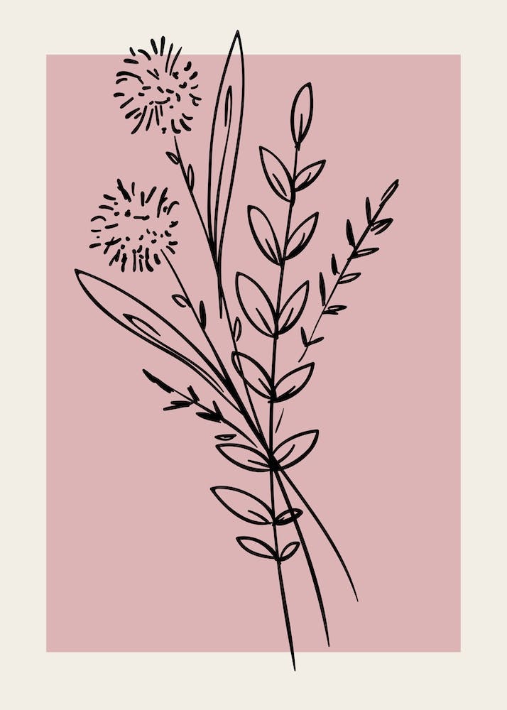 Pink Flowers Neutral Wall
