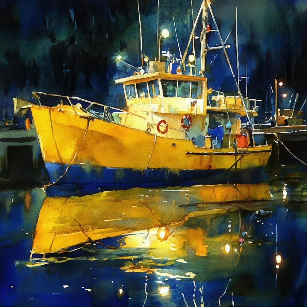 Fishing Boat At Night