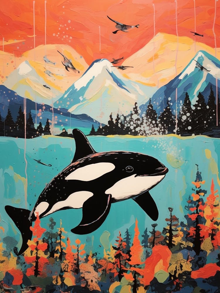 Paint Collage Orca Whale