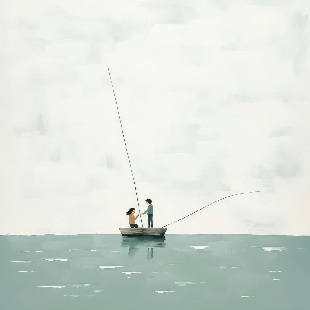 Man Fishing In A Boat