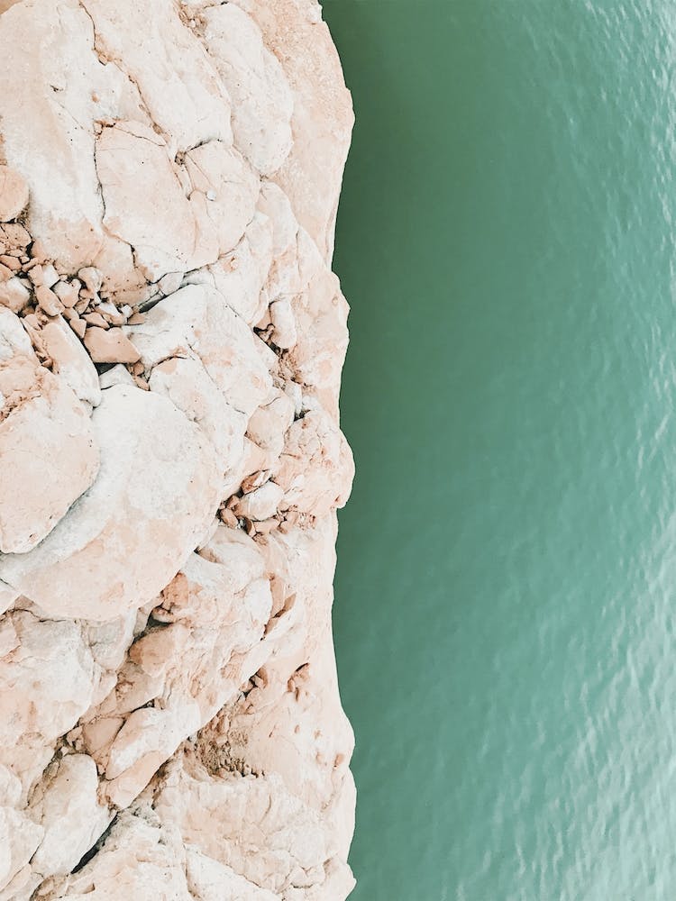 Blue Lake In Desert