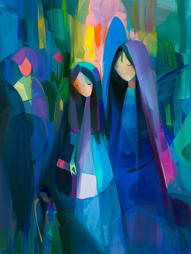 Blue Women In Blue Robes