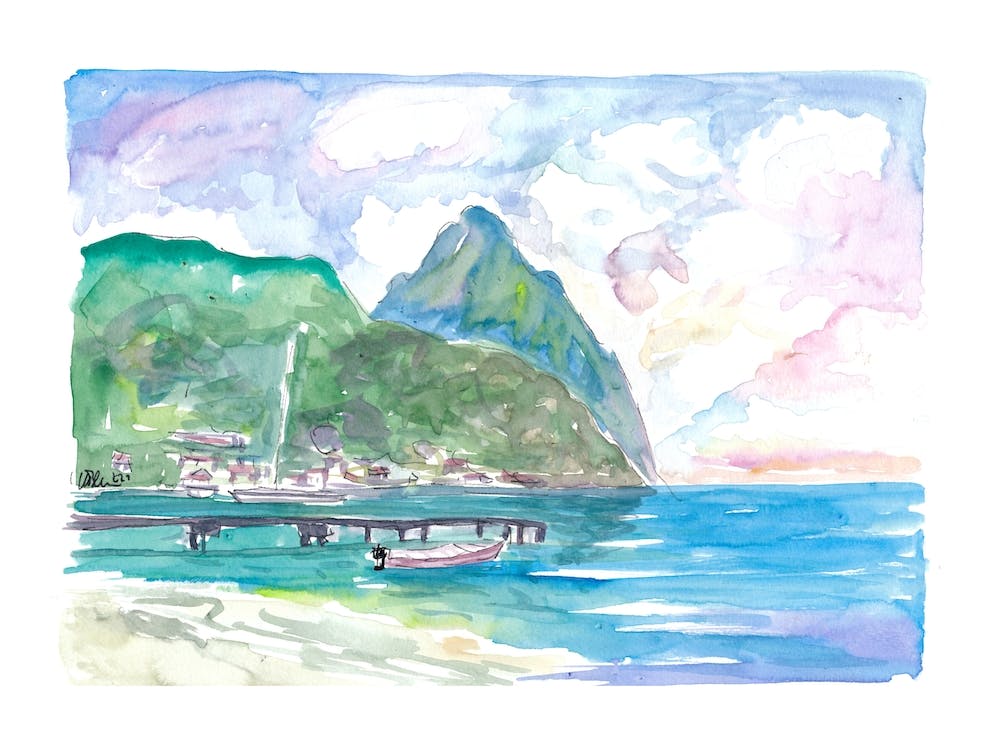 Amazing View Of Pitons In Saint Lucia