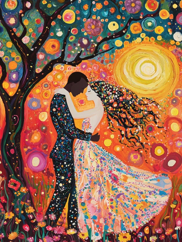 Couple Kissing Under A Tree