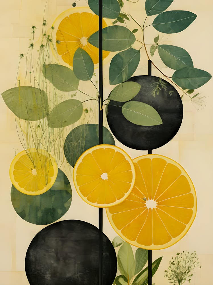 Botanical Citrus – Modern Orange and Leaf Illustration for Kitchen or Dining Room Decor