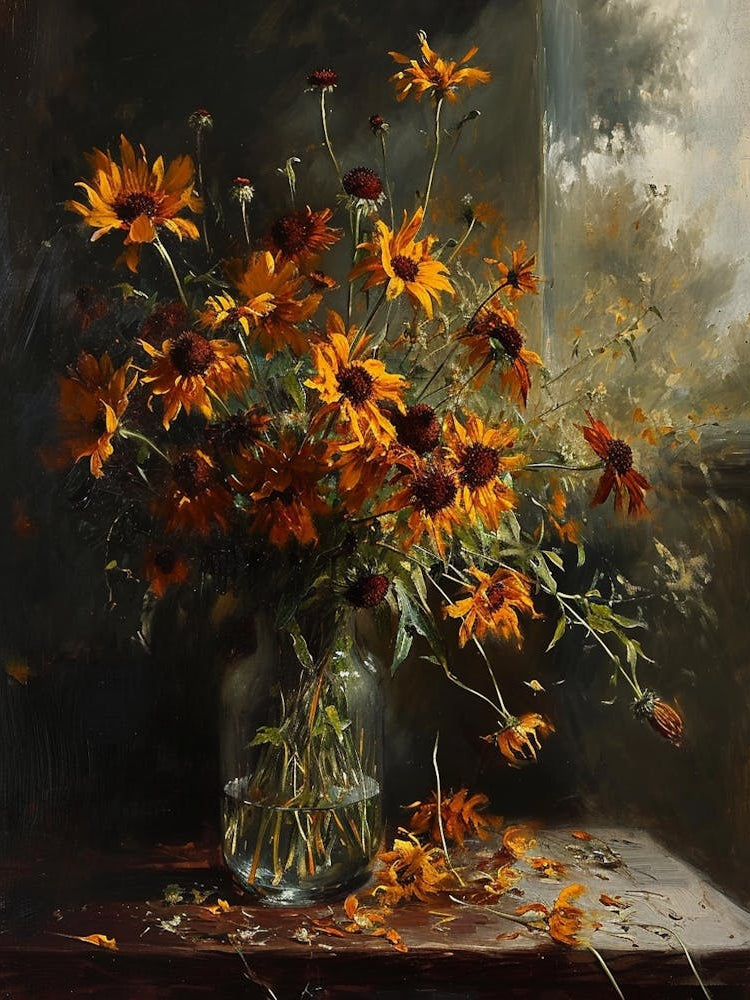 Baroque Floral Still Life Coneflower 2