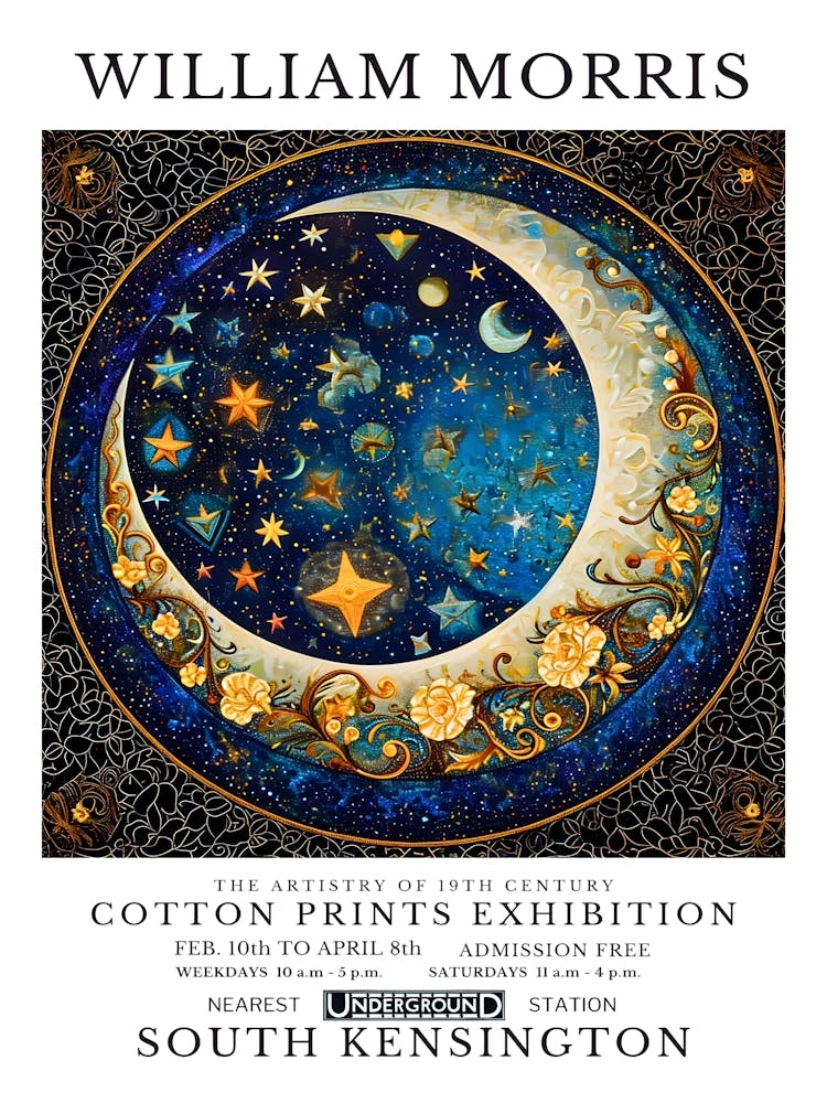 William Morris moon and stars print