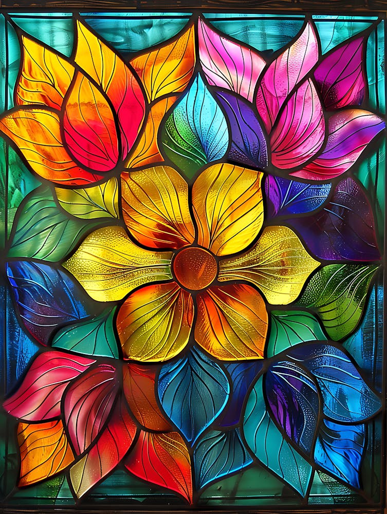 Colorful Stained Glass Flowers 15