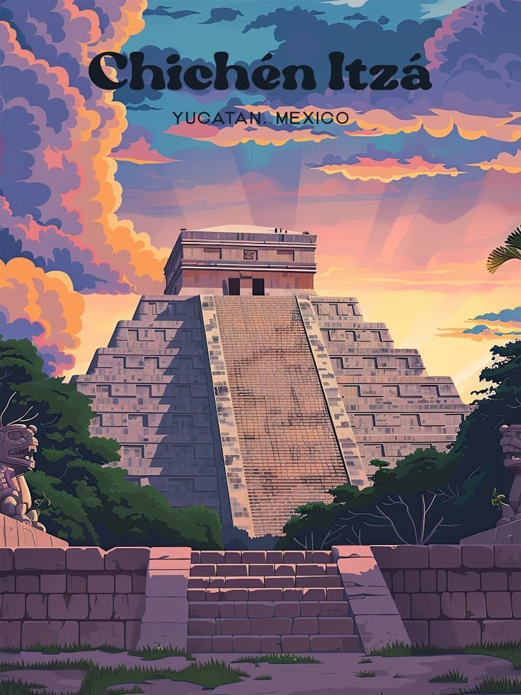 Chichen Itza Mesoamerican Travel Art
