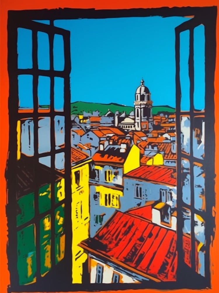 A Window View Of Paris In The Style Of Pop Art 3