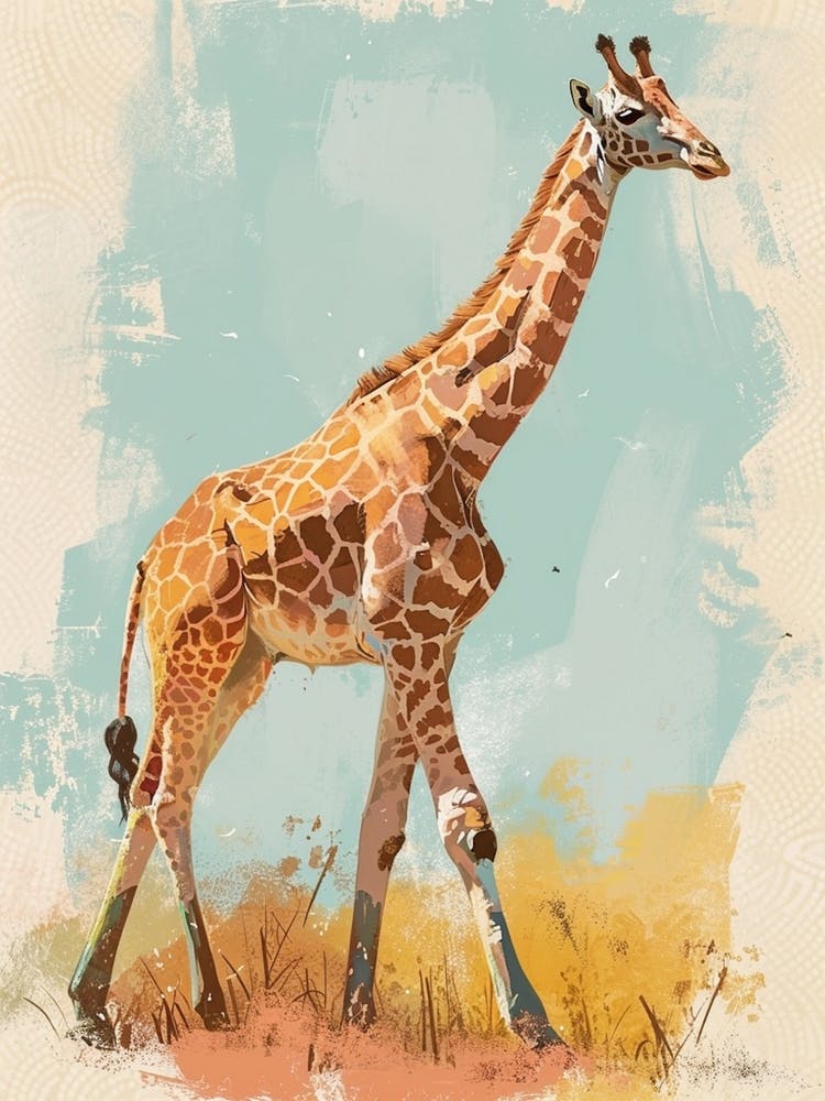 Giraffe In Nature Modern Illustration 2