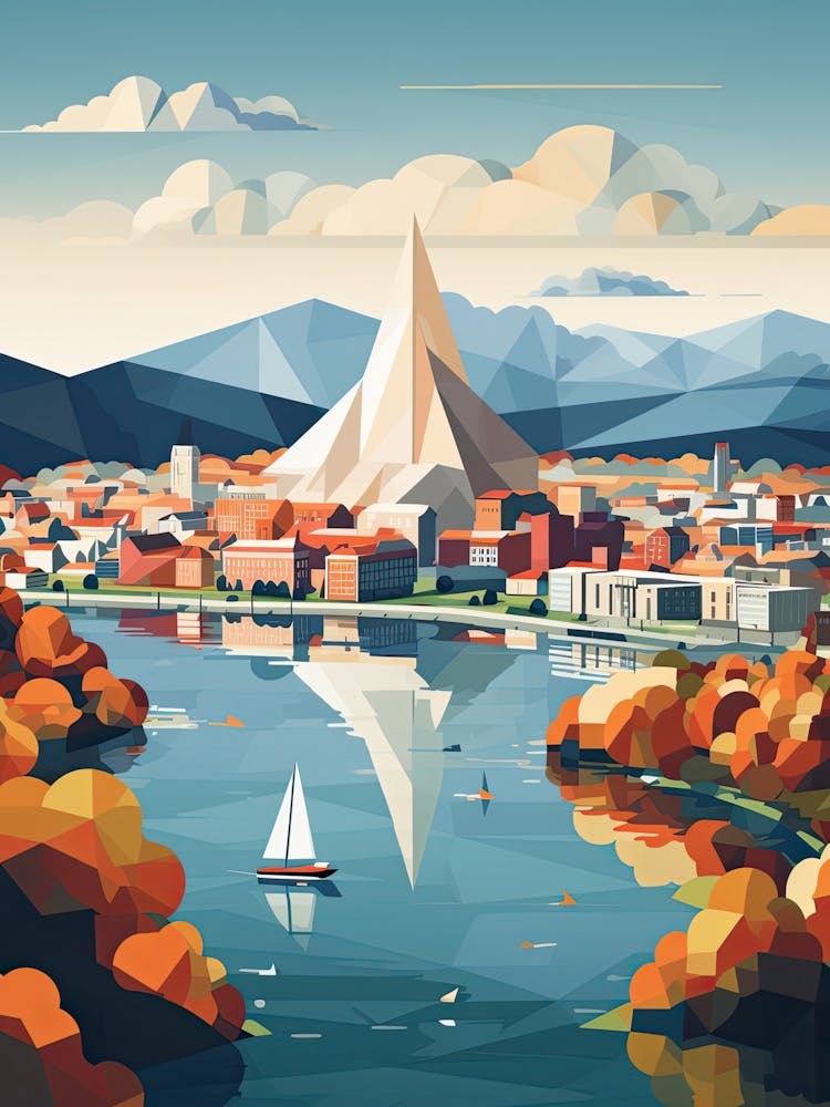 Oslo, Norway, Geometric Illustration 2