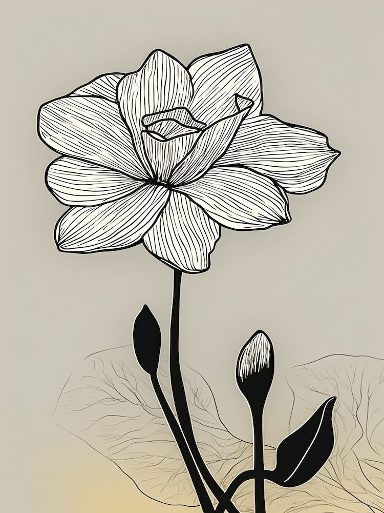 Daffodils Line Art Flowers Illustration Neutral 10