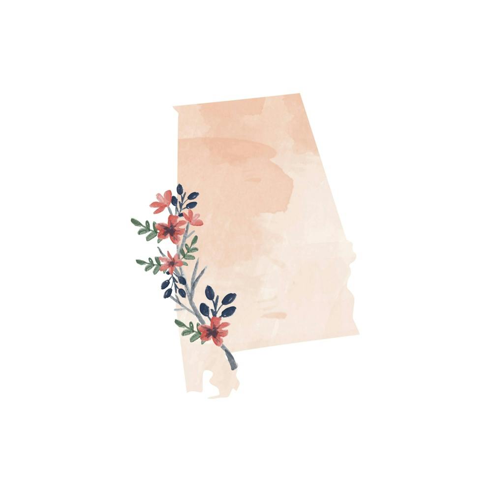 Alabama Watercolor Floral State