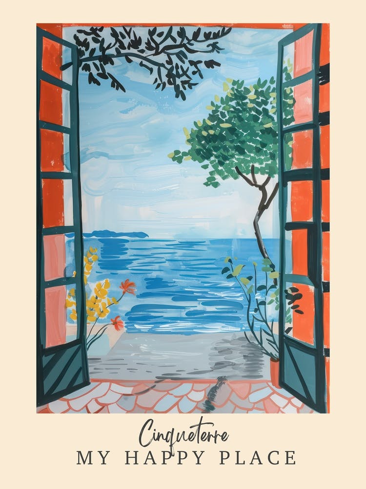 My Happy Place Cinqueterre 3 Travel Poster