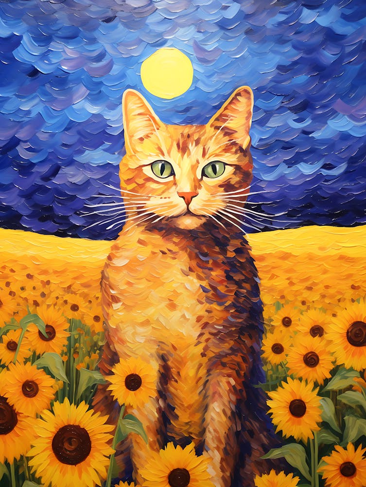 Cat Sunflowers Wall Art 9