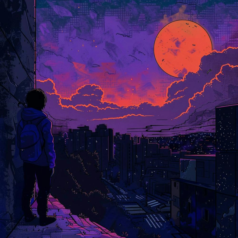 Lofi Paysage Urbain Violet
